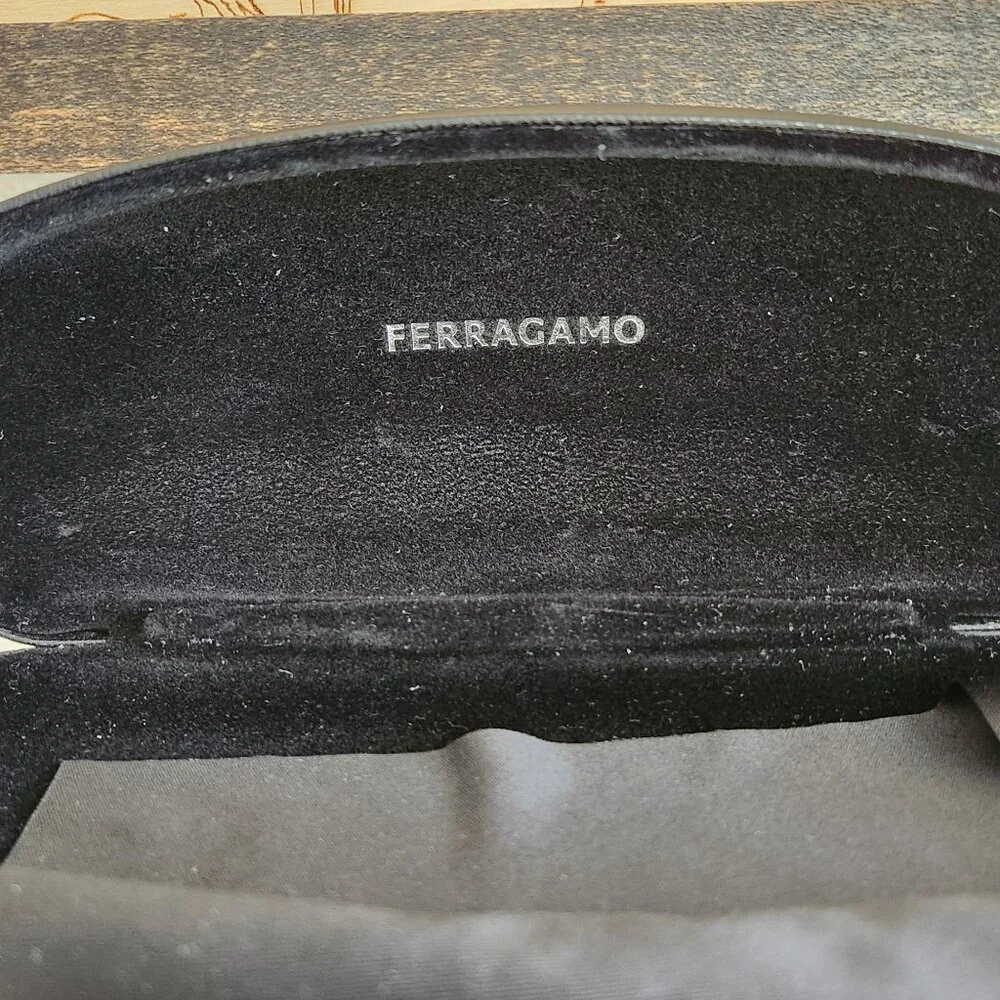 Salvatore Ferragamo large clamshell Sunglass / Eyewear Case (Black) w/ Cloth
